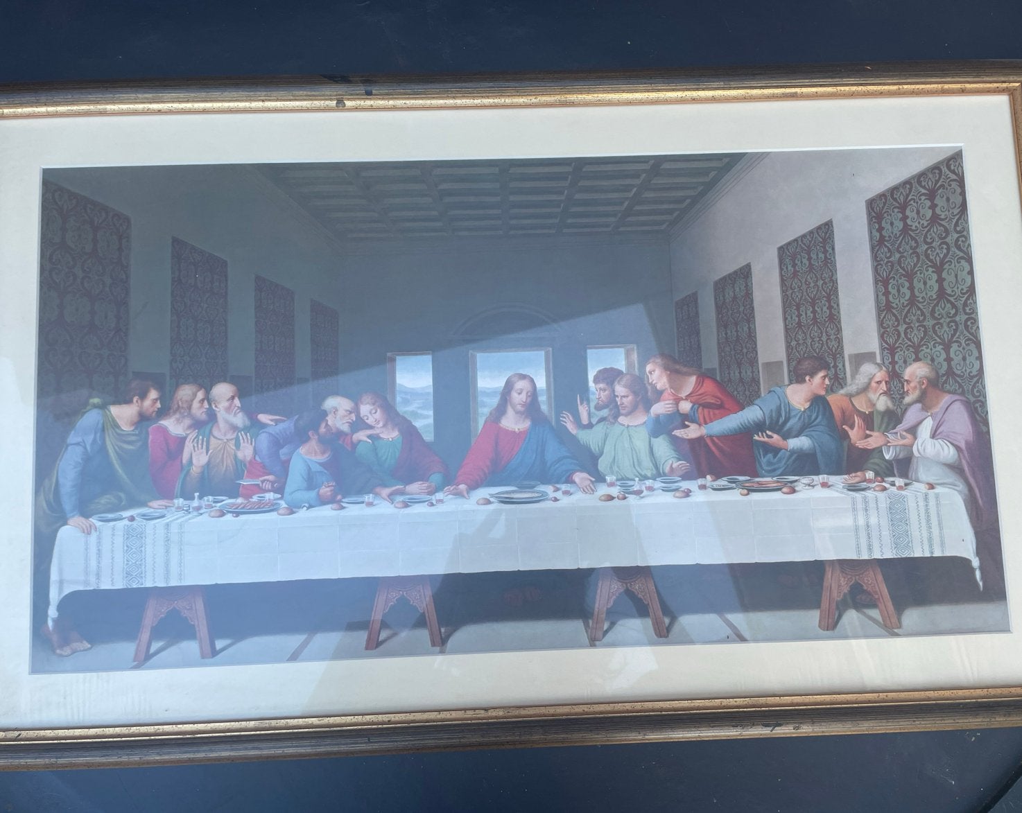 Ingelijste reproductie van Het Laatste Avondmaal, Ophalen of Verzenden