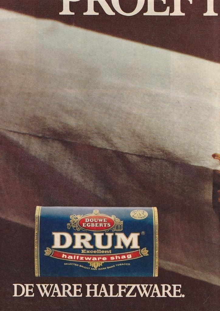 Retro reclame 1979 Drum shag tabak echt heel pittig, Verzamelen, Retro, Overige typen, Verzenden