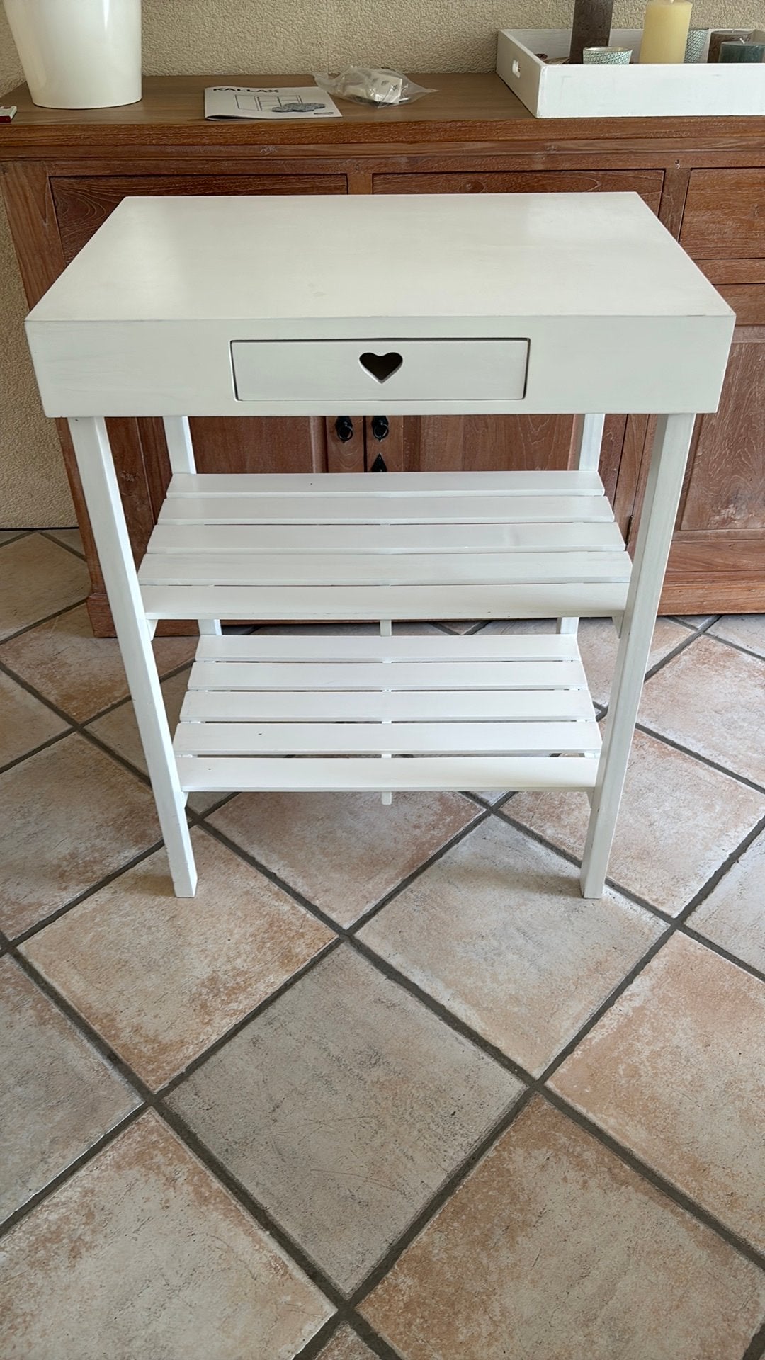 Sidetable wit, Ophalen, Gebruikt, 50 tot 100 cm, Overige houtsoorten