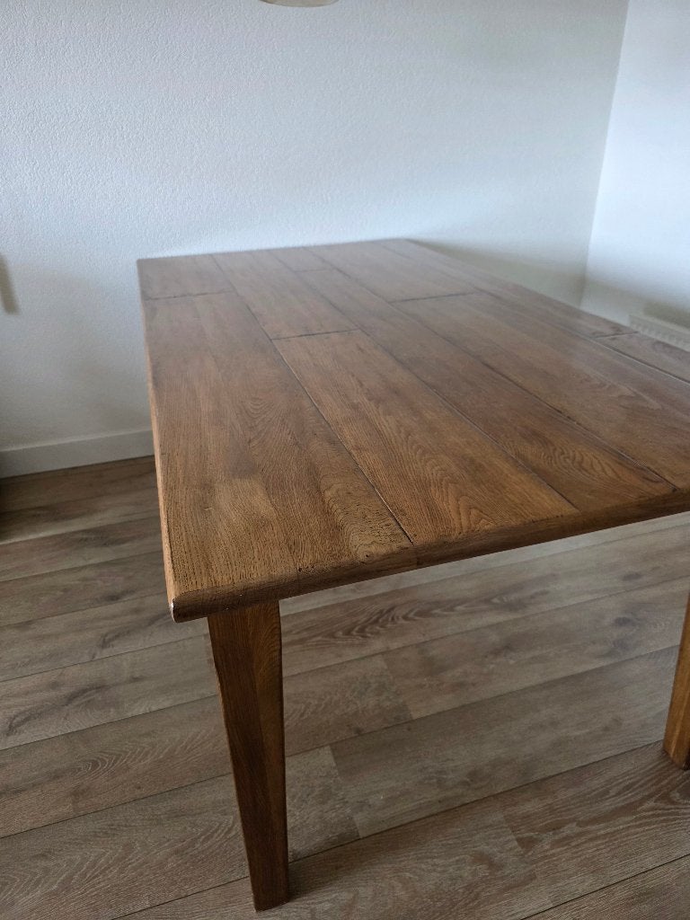 Eettafel donker eiken, Ophalen, Gebruikt, Eikenhout, 200 cm of meer