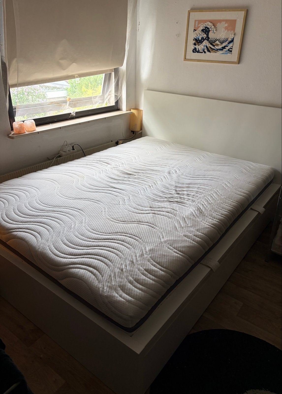 IKEA bedframe 140x200 met lattenbodem en matras, Ophalen, Overige materialen, Gebruikt, Wit