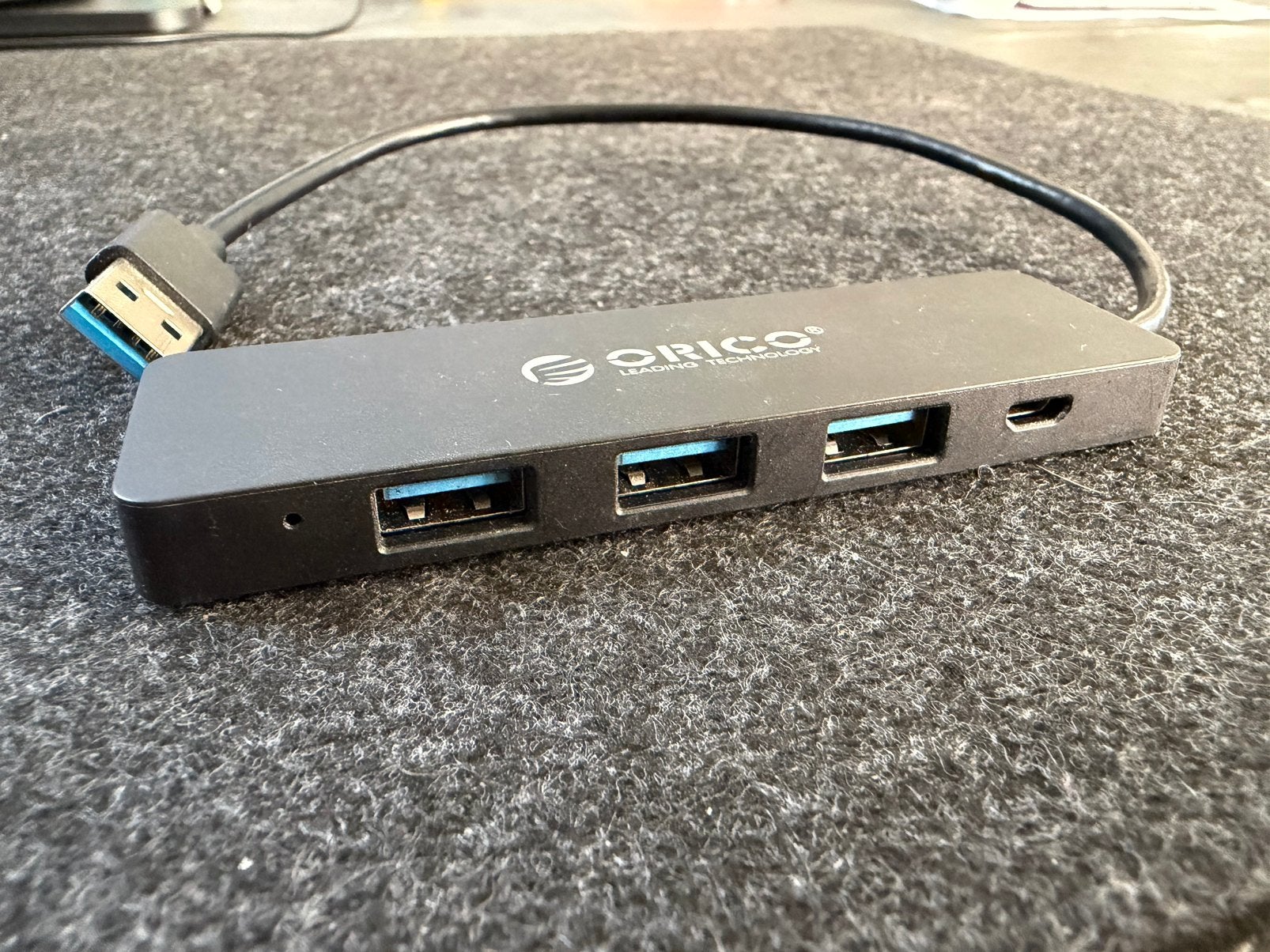 Orico 4-port hub USB 3.0 / 5Gbps - 30cm, Computers en Software, Ophalen of Verzenden, Zo goed als nieuw, USB-hub, Orico