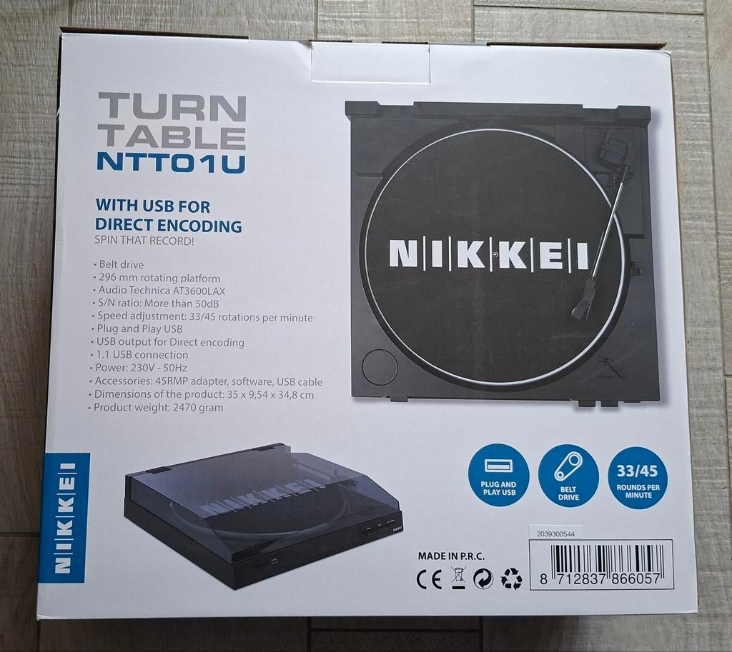 Nikkei NTTO1U Platenspeler met USB voor Direct Encoding, Audio, Tv en Foto, Platenspelers, Nieuw, USB-aansluiting, Platenspeler