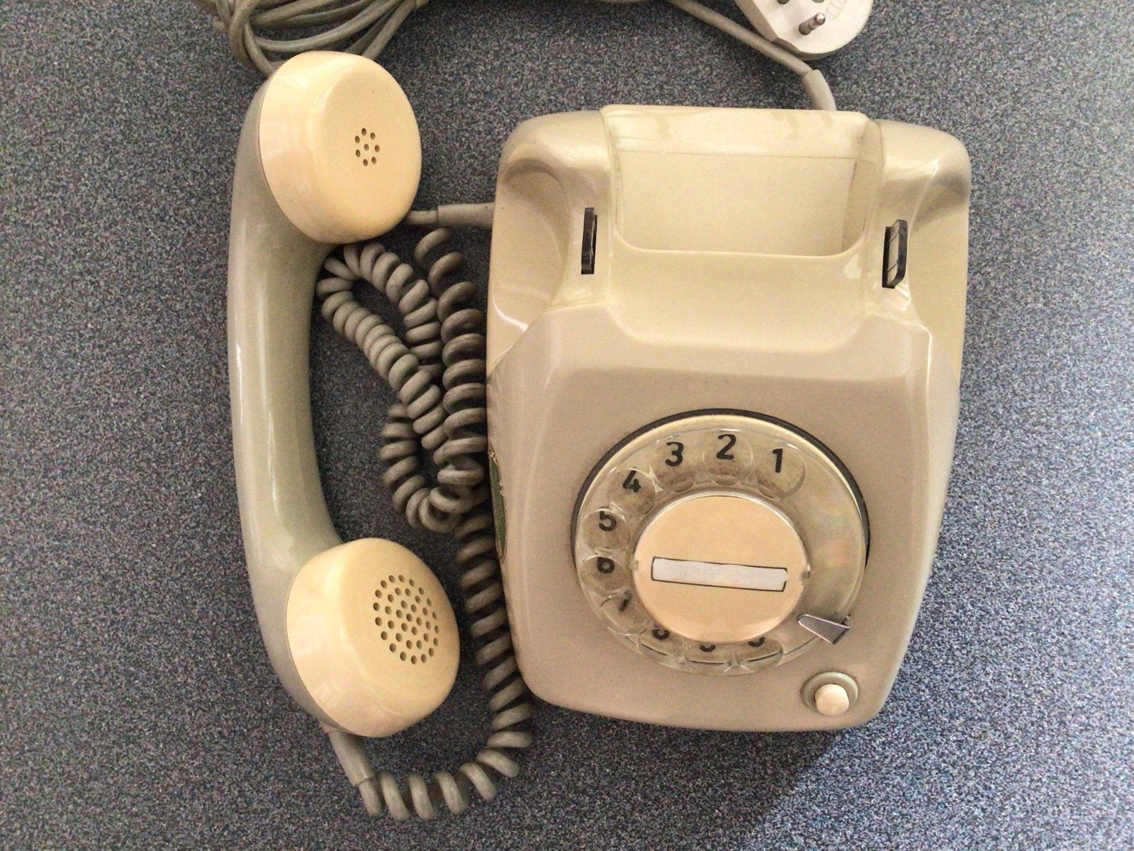 Vintage PTT Telefoon T65 met Draaischijf - Crème/Grijs, Ophalen, Gebruikt, Met draaischijf