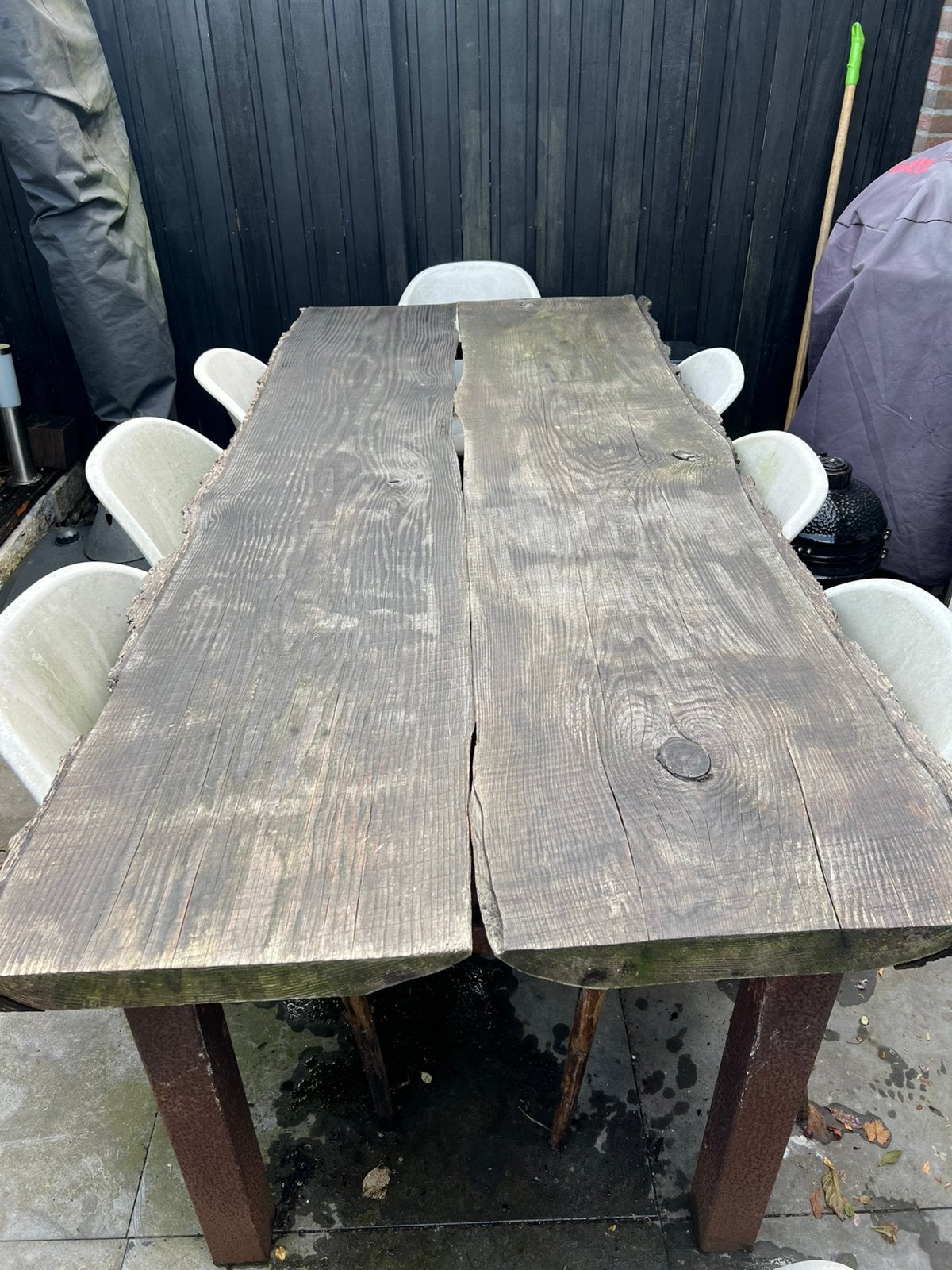 Tuintafel 2.20m schaaldelen, Ophalen, Gebruikt, Rechthoekig, Hout