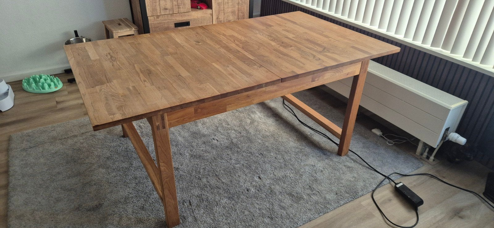 Uitschuifbare eettafel van eikenhout, Huis en Inrichting, Tafels | Eettafels, Ophalen, Gebruikt, Eikenhout, 50 tot 100 cm