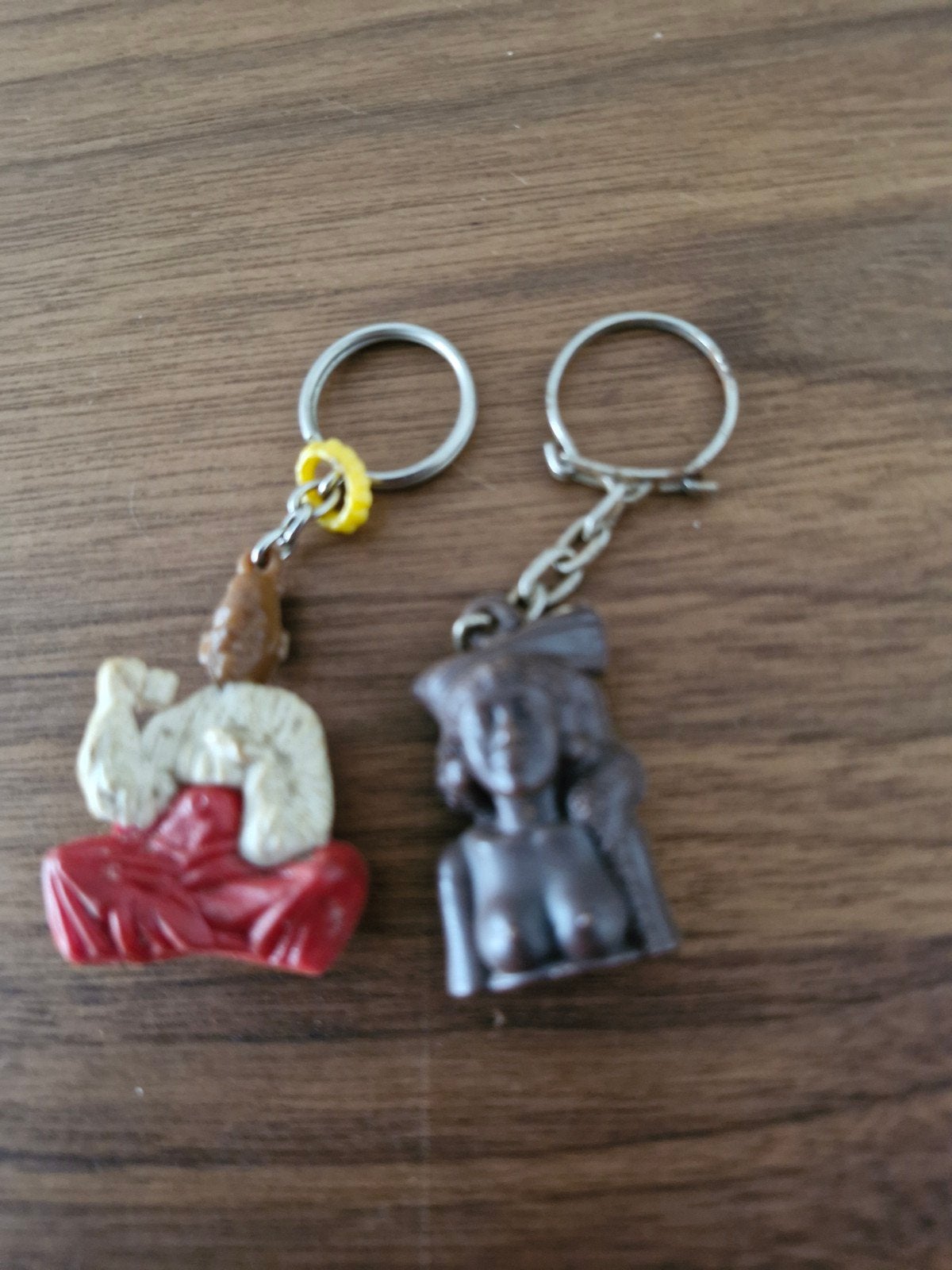 412 Vintage sleutelhangers: Boeddha en vrouwfiguur, Ophalen of Verzenden, Gebruikt, Knuffel of Figuurtje