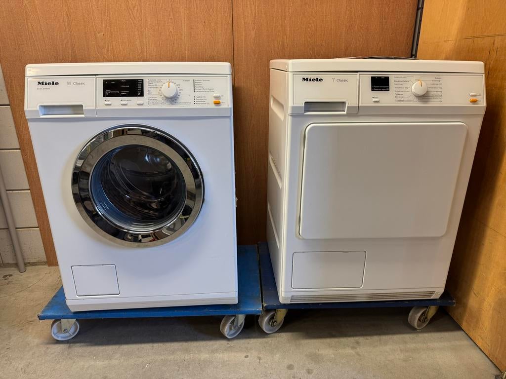 Miele T Classic  wasmachine en condensdroger set, Witgoed en Apparatuur, Wasdrogers, Gebruikt, Condens, Voorlader, 6 tot 8 kg