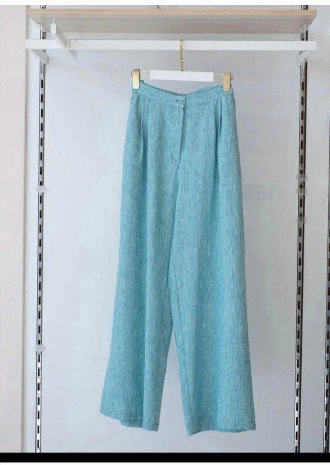 NEW UNUSED LINNEN LANG BROEK, Blauw, Maat 42/44 (L), Nieuw, Ophalen of Verzenden