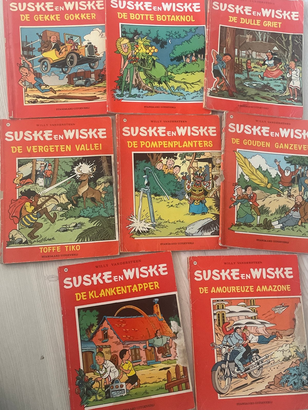 Suske en Wiske - 8 Rode Reeks stripboeken, Meerdere stripboeken, Ophalen of Verzenden, Gelezen