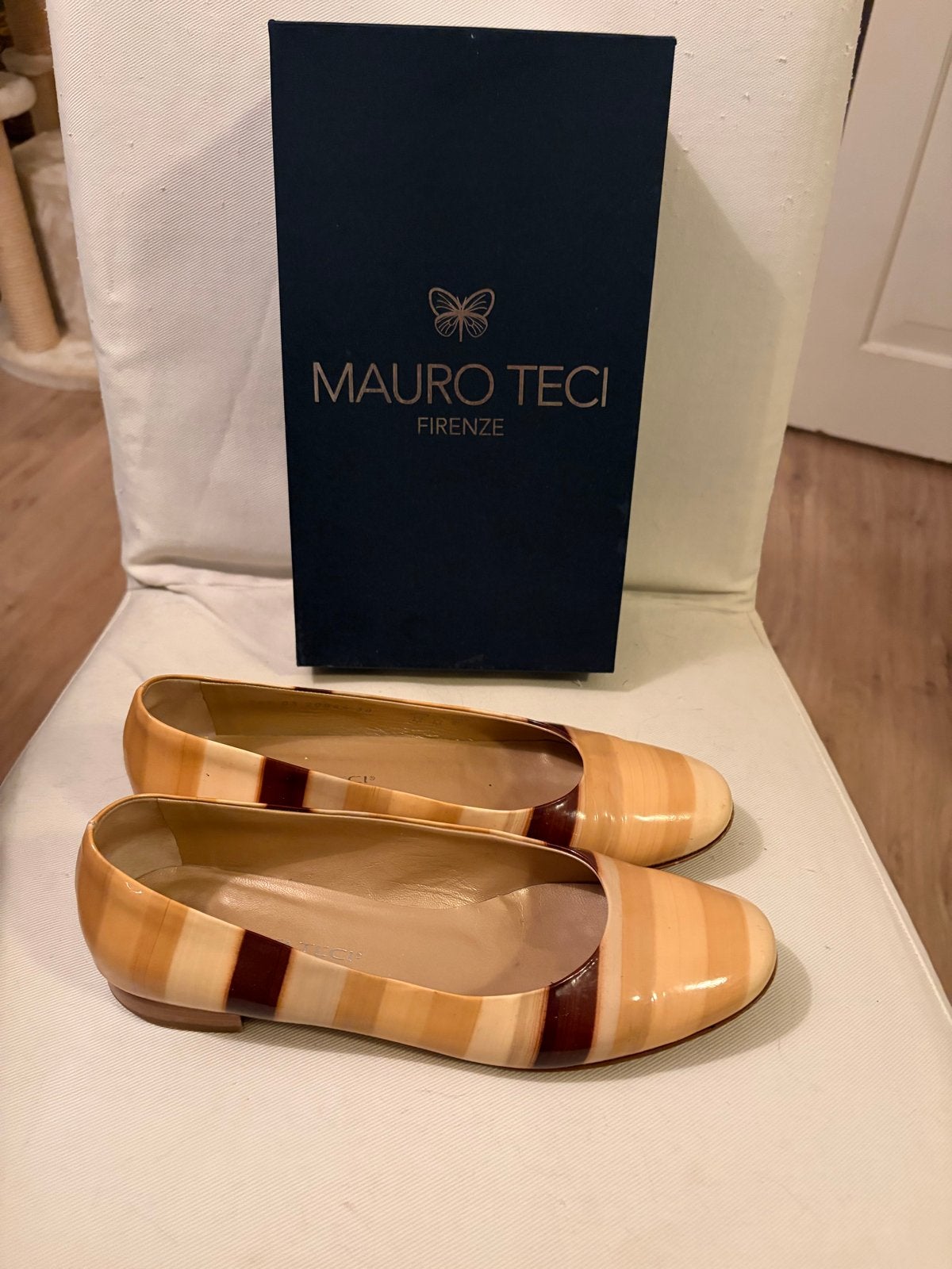 Mauro Teci Firenze Ballerina's - Beige gestreept, Kleding | Dames, Schoenen, Ophalen of Verzenden, Zo goed als nieuw, Beige, Ballerina's