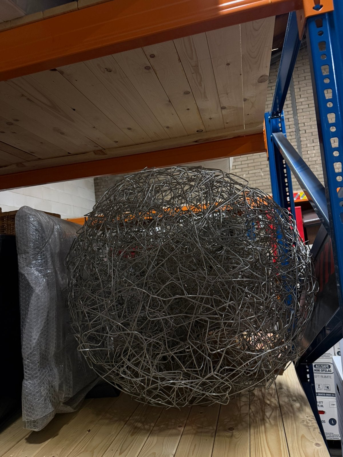 Grote design hanglamp / lichtobject – metalen draadbol, Ophalen, Zo goed als nieuw, Minder dan 10 meter