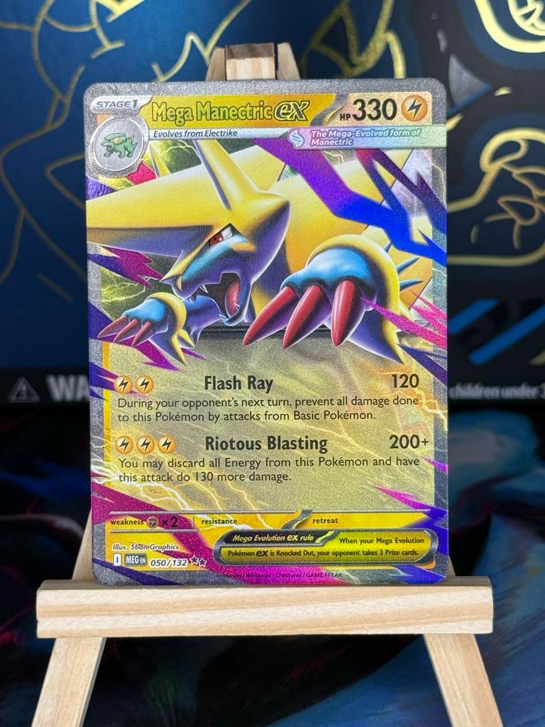 Mega Manectric EX 050/132 MEG, Hobby en Vrije tijd, Verzamelkaartspellen | Pokémon, Zo goed als nieuw, Losse kaart, Foil, Ophalen of Verzenden