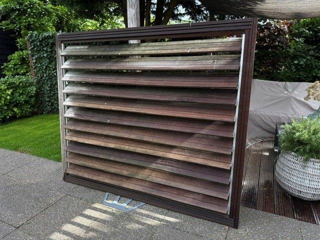 Hardhouten lamellen schutting, Ophalen, 1 tot 2 meter, Minder dan 3 meter, Zo goed als nieuw