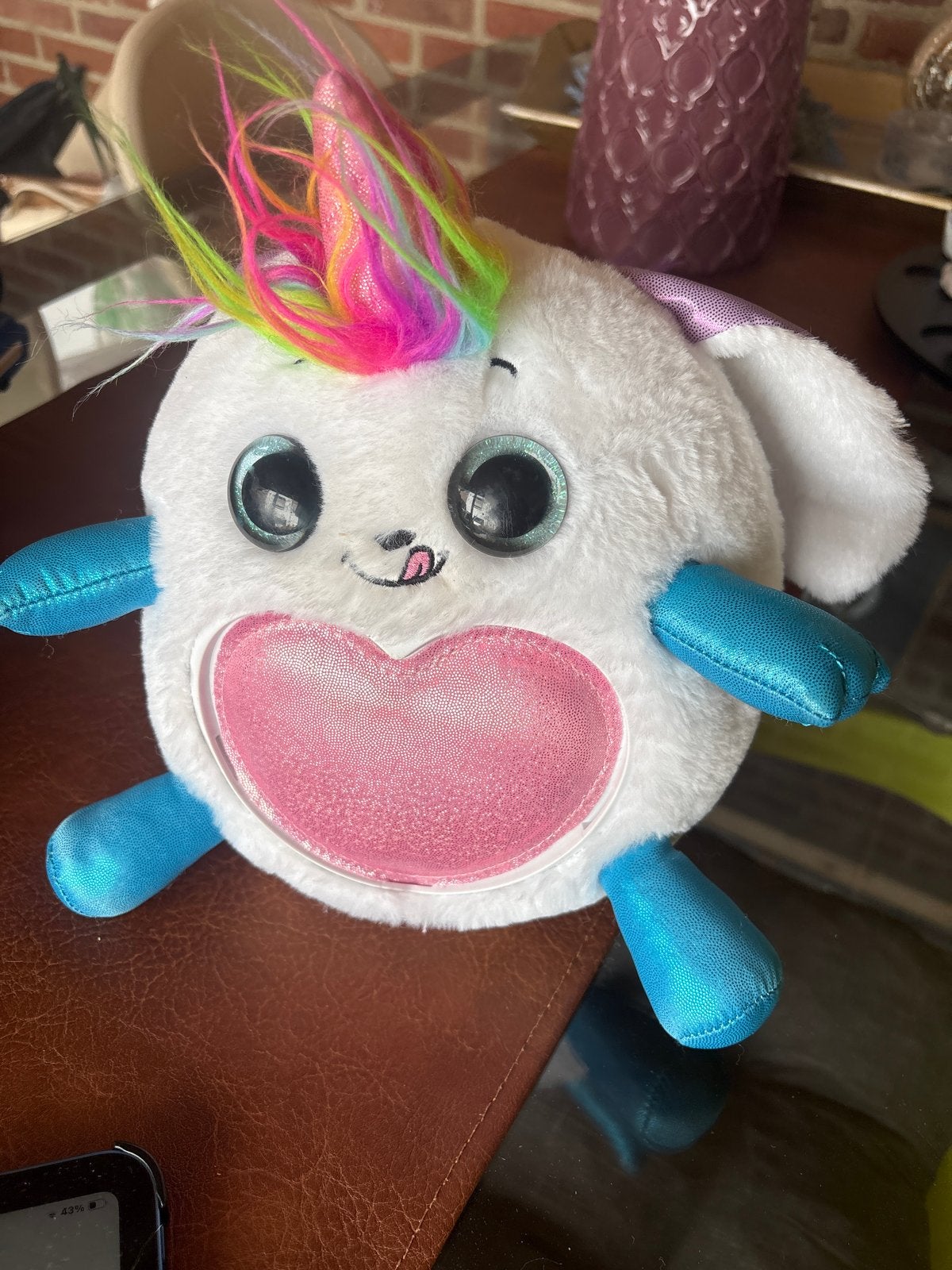 Schattige eenhoorn knuffel met regenboog manen, Overige karakters, Nieuw, Ophalen of Verzenden, Middelgroot (20 tot 80 cm)