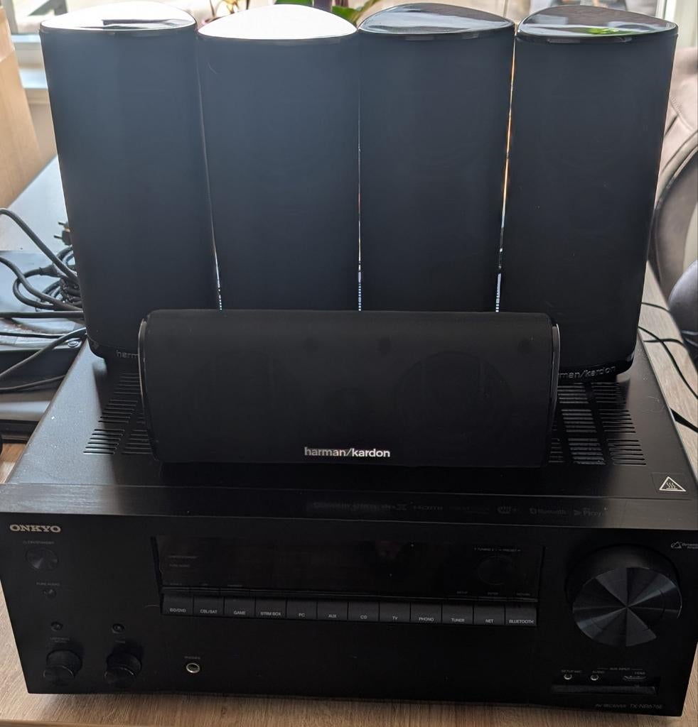 Onkyo receiver & 5.1.1 harman kardon set, 70 watt of meer, Zo goed als nieuw, 5.1-systeem, Overige spelers