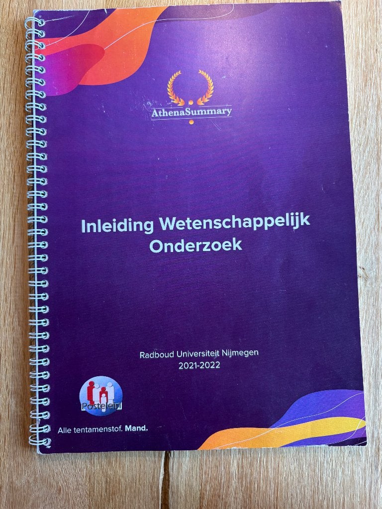 Athena samenvatting Inleiding Wetenschappelijk Onderzoek, Ophalen of Verzenden, Beta, Gelezen, WO