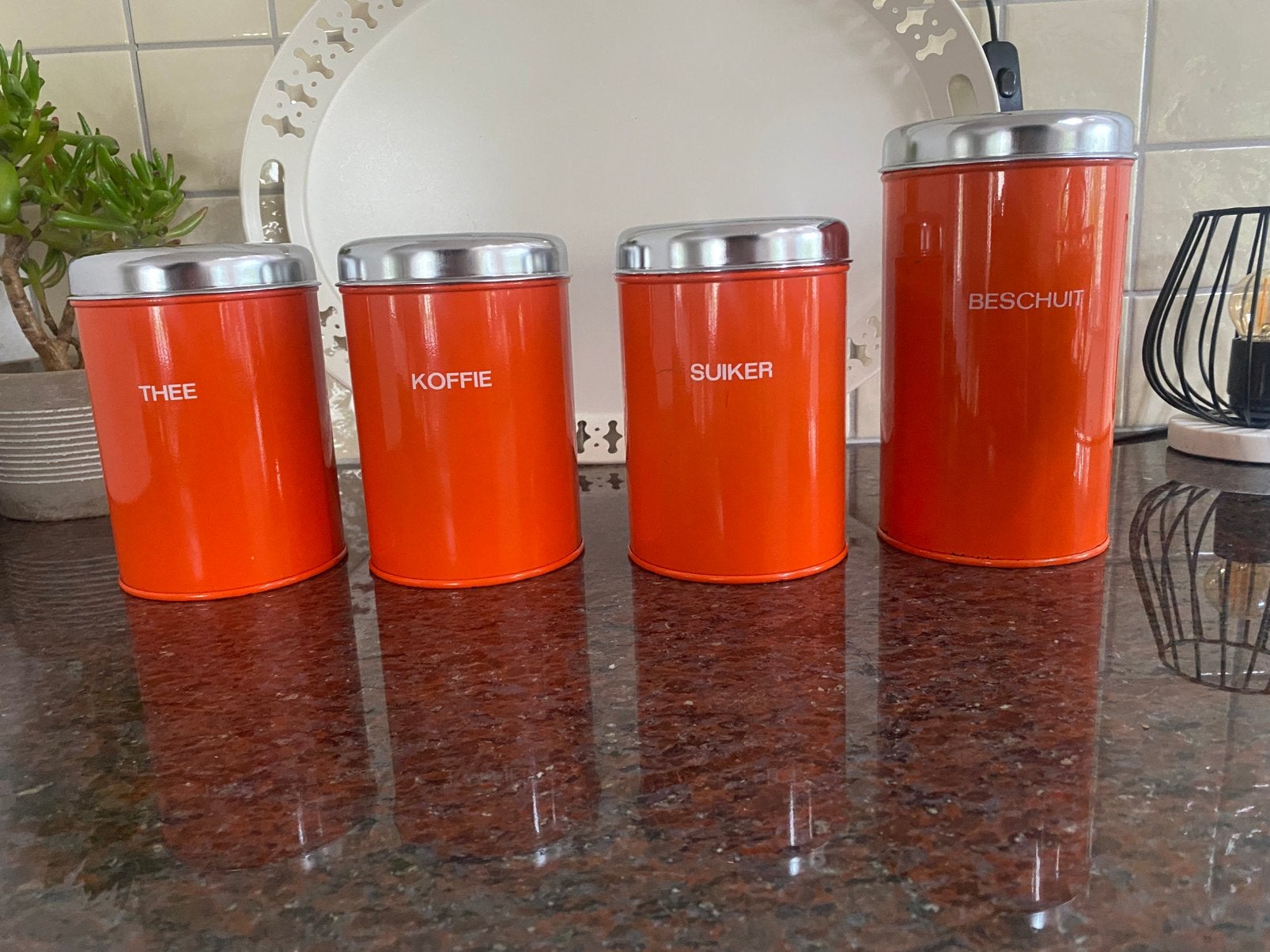 Brabantia voorraadbussen, beschuit, koffie, thee en suiker, Ophalen, Gebruikt, Overige, Overige merken