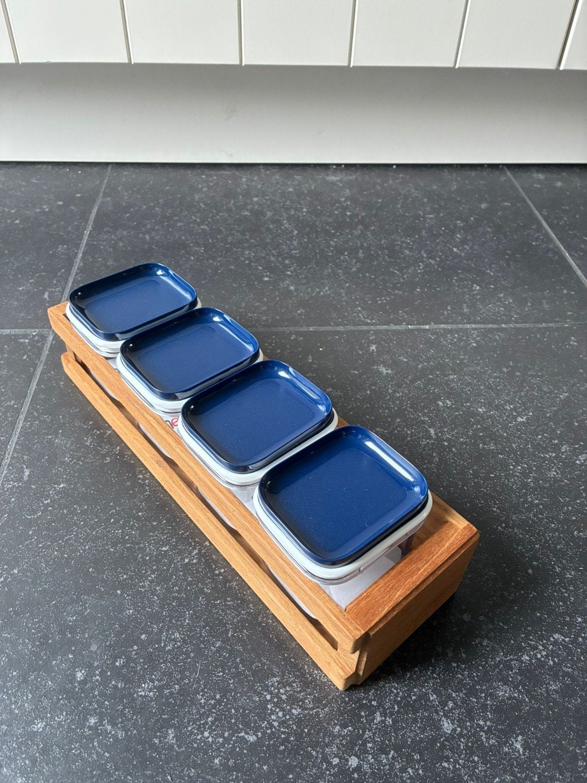 Mepal Modula bewaarbakjes met houten houder, Huis en Inrichting, Keuken | Servies, Kunststof, Mepal, Nieuw, Ophalen of Verzenden