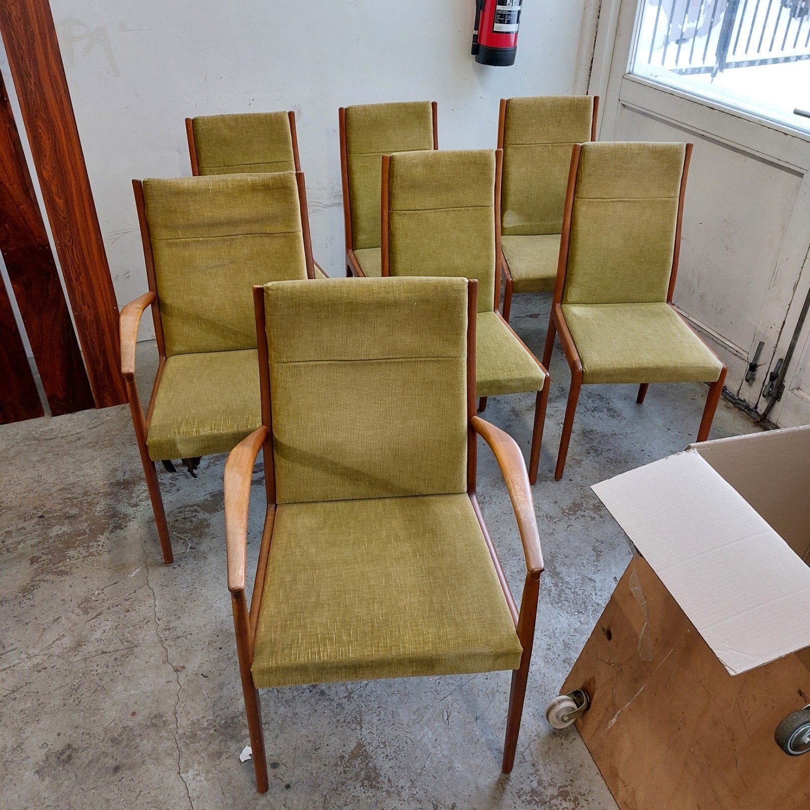 Partij 7 x vintage Klöckner stoelen, Ophalen, Gebruikt, Overige kleuren, Stof