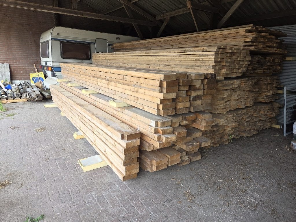 Balkhout constructie hout gordingen  steiger planken ( 072 ), Ophalen, Gebruikt, Minder dan 25 mm, Plank