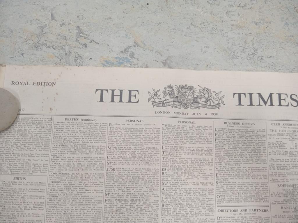 Oude Engelse krant 1938, Boeken, Tijdschriften en Kranten, Ophalen of Verzenden, Gelezen, Krant