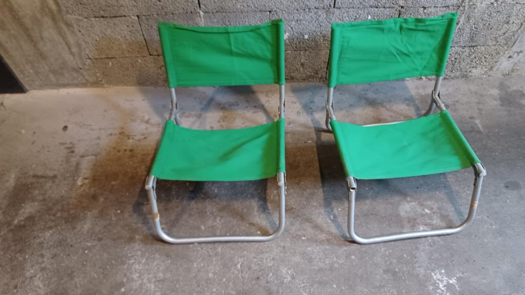Retro lage inklapbare camping stoel., Caravans en Kamperen, Ophalen, Campingstoel