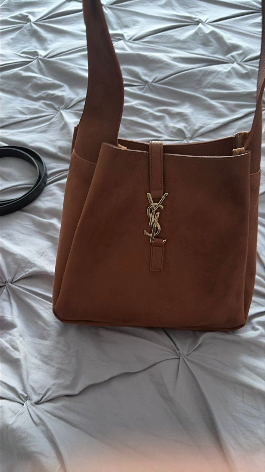 Stijlvolle bruine handtas met YSL-logo, Ophalen of Verzenden, Zo goed als nieuw, Bruin, Handtas