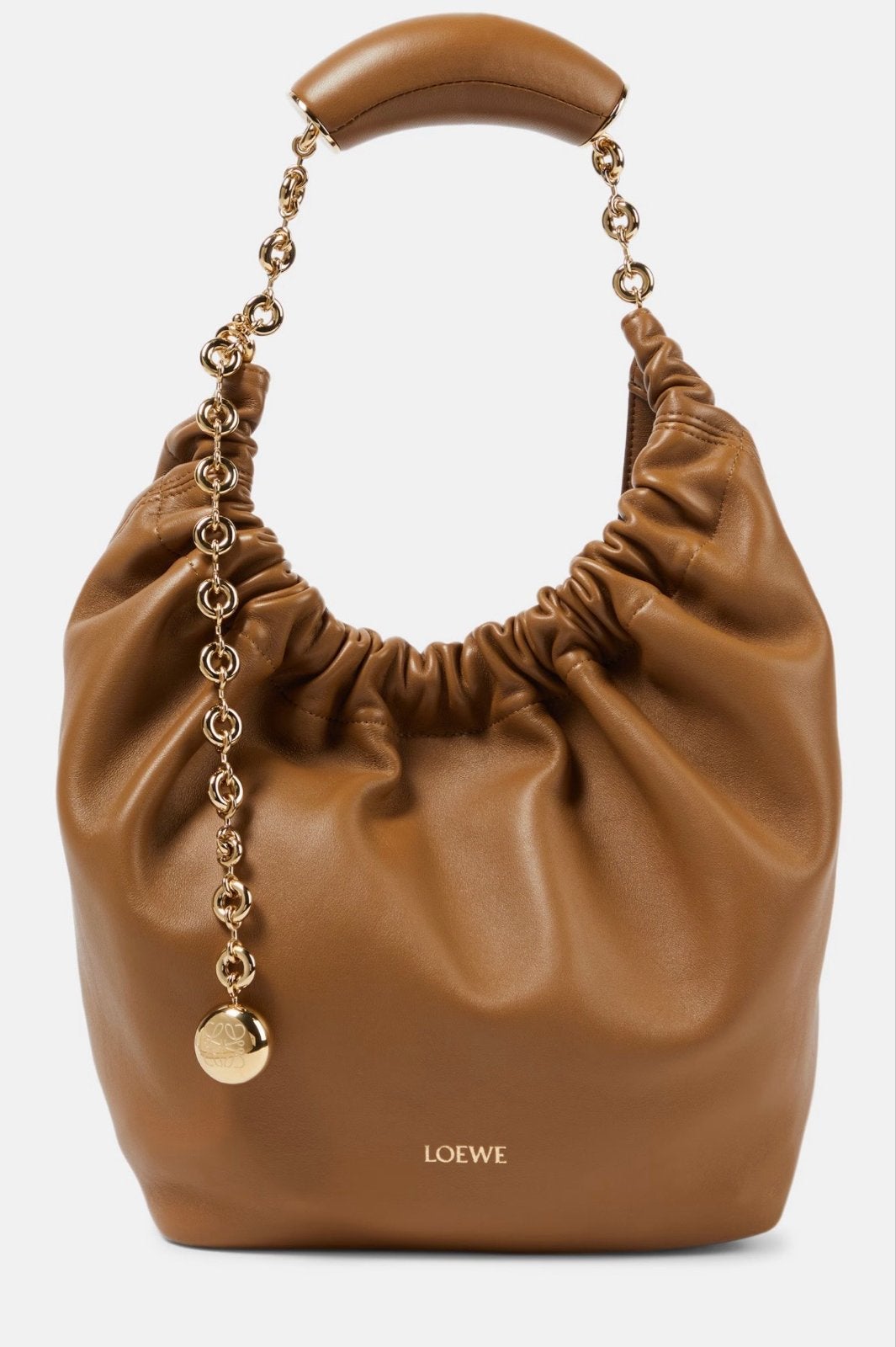 Loewe Squeeze leather shoulder bag camel, Ophalen of Verzenden, Nieuw, Bruin, Schoudertasje