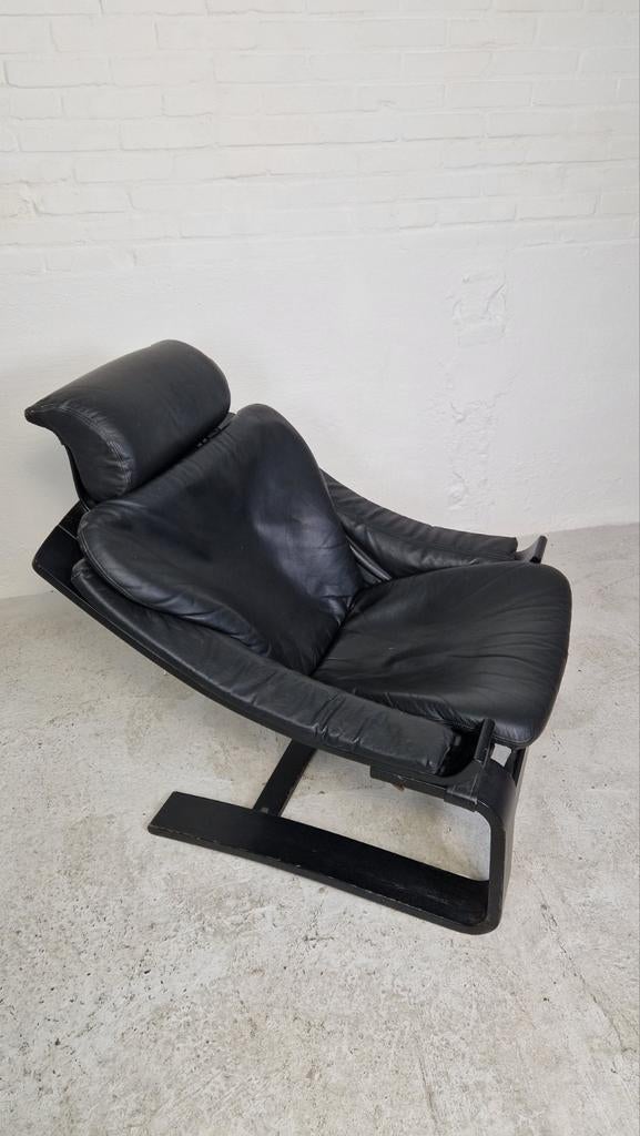 Scandinavisch design Zweden relax fauteuil, Ophalen, Gebruikt, Leer, 50 tot 75 cm