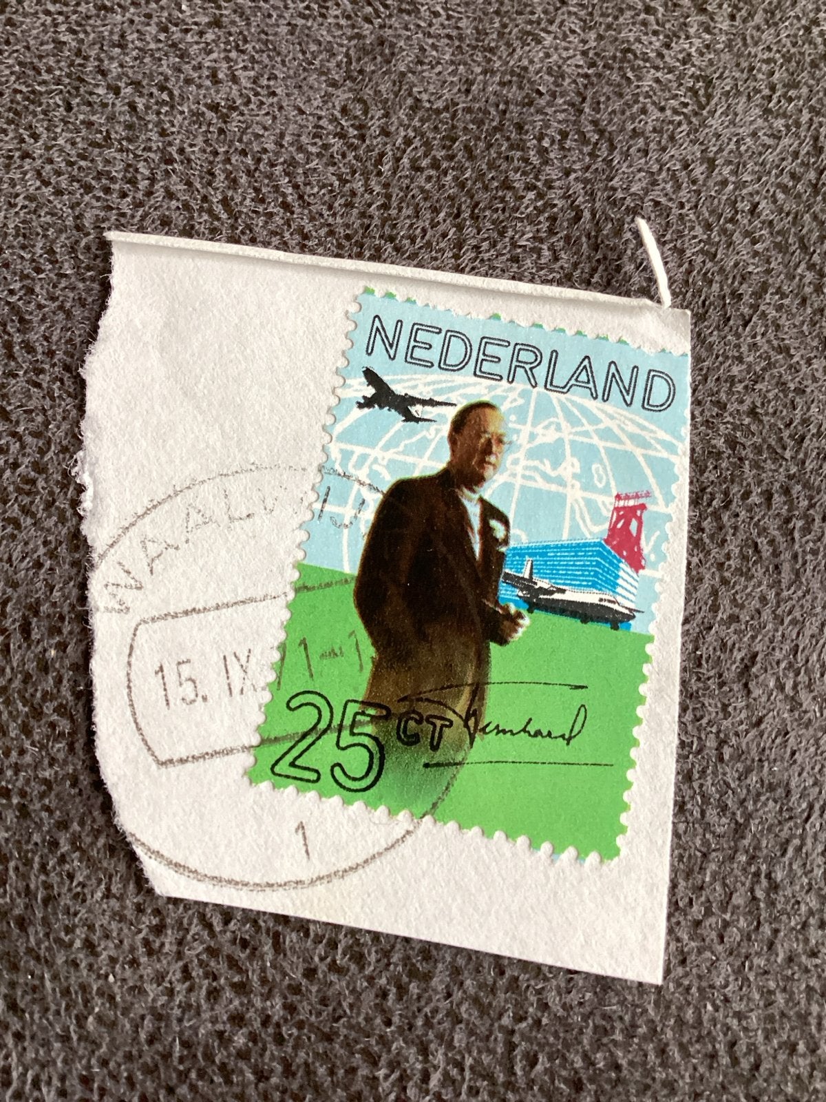 Nederlandse postzegel Prins Bernhard 25 cent 1971 Waalwijk, Ophalen of Verzenden, Na 1940, Gestempeld