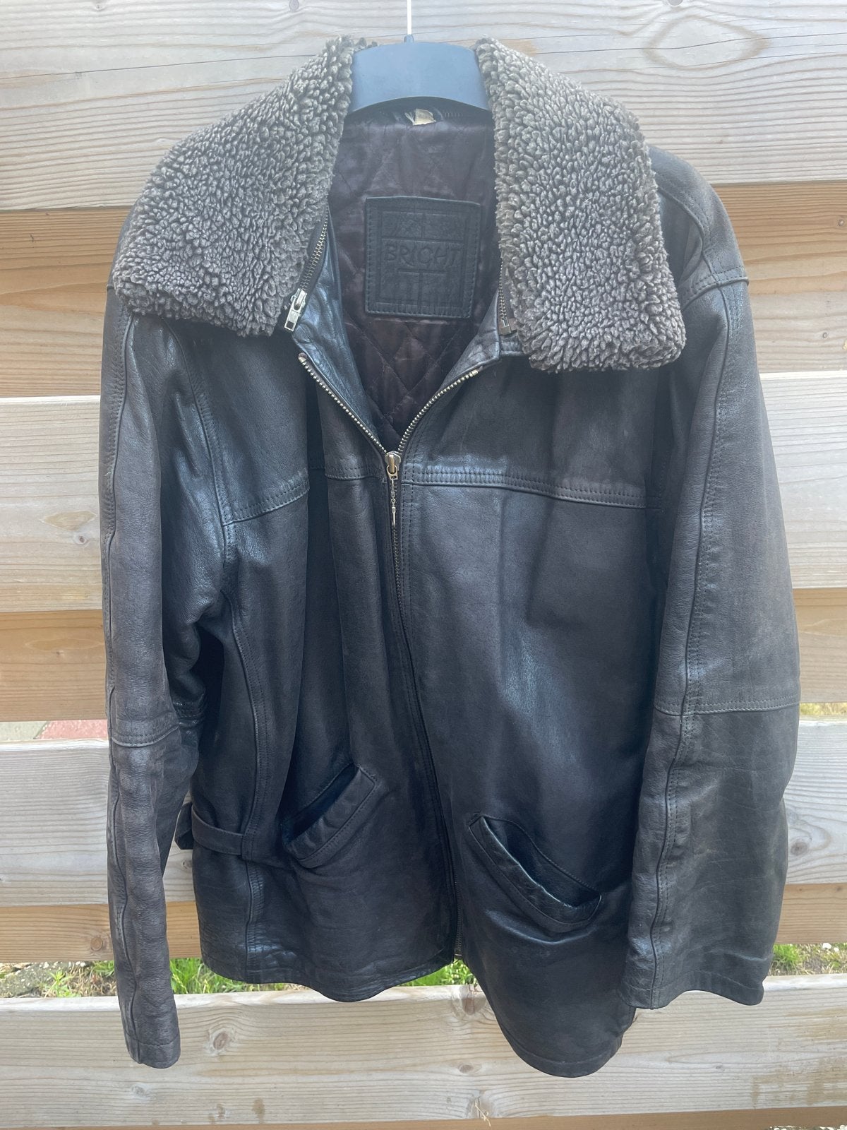 Bright leren jas maat 56 (XXL) Antraciet/Bruin met teddy kra, Ophalen of Verzenden, Gedragen, Overige maten, Bruin