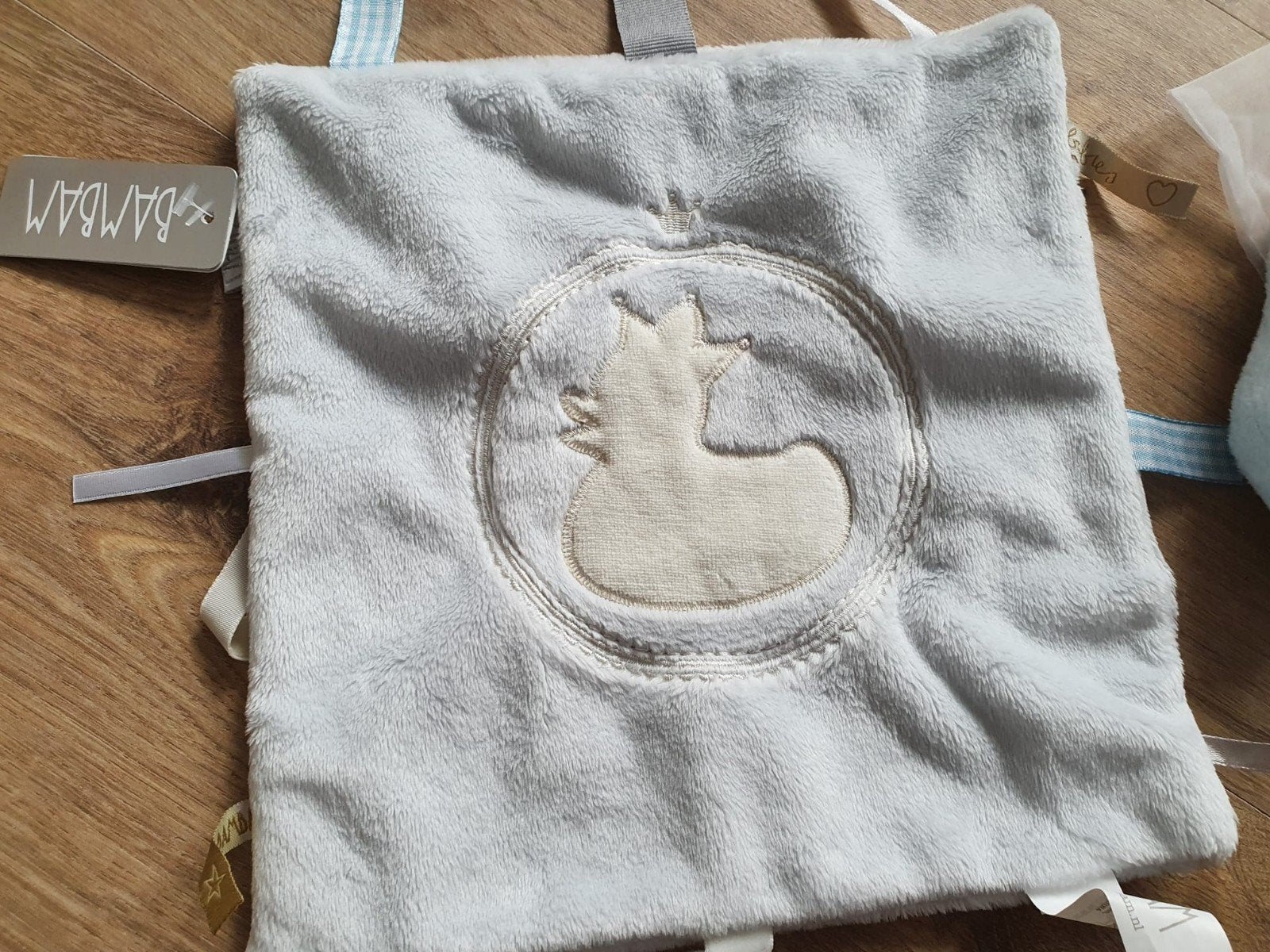 Bambam duck blauw baby kraam cadeau klompjes knuffeldoek, Ophalen of Verzenden, Nieuw