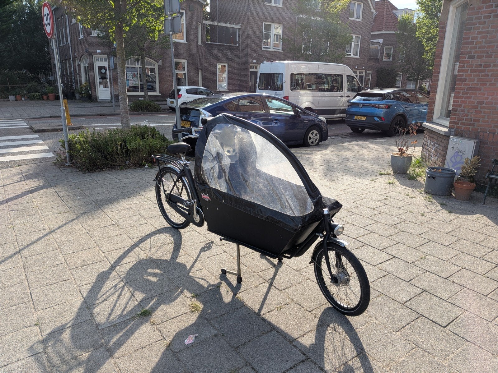 Bakfiets Cargo Long met huif, Fietsen en Brommers, Fietsen | Bakfietsen, Gebruikt, Huif, 2 kinderen, Trommelrem
