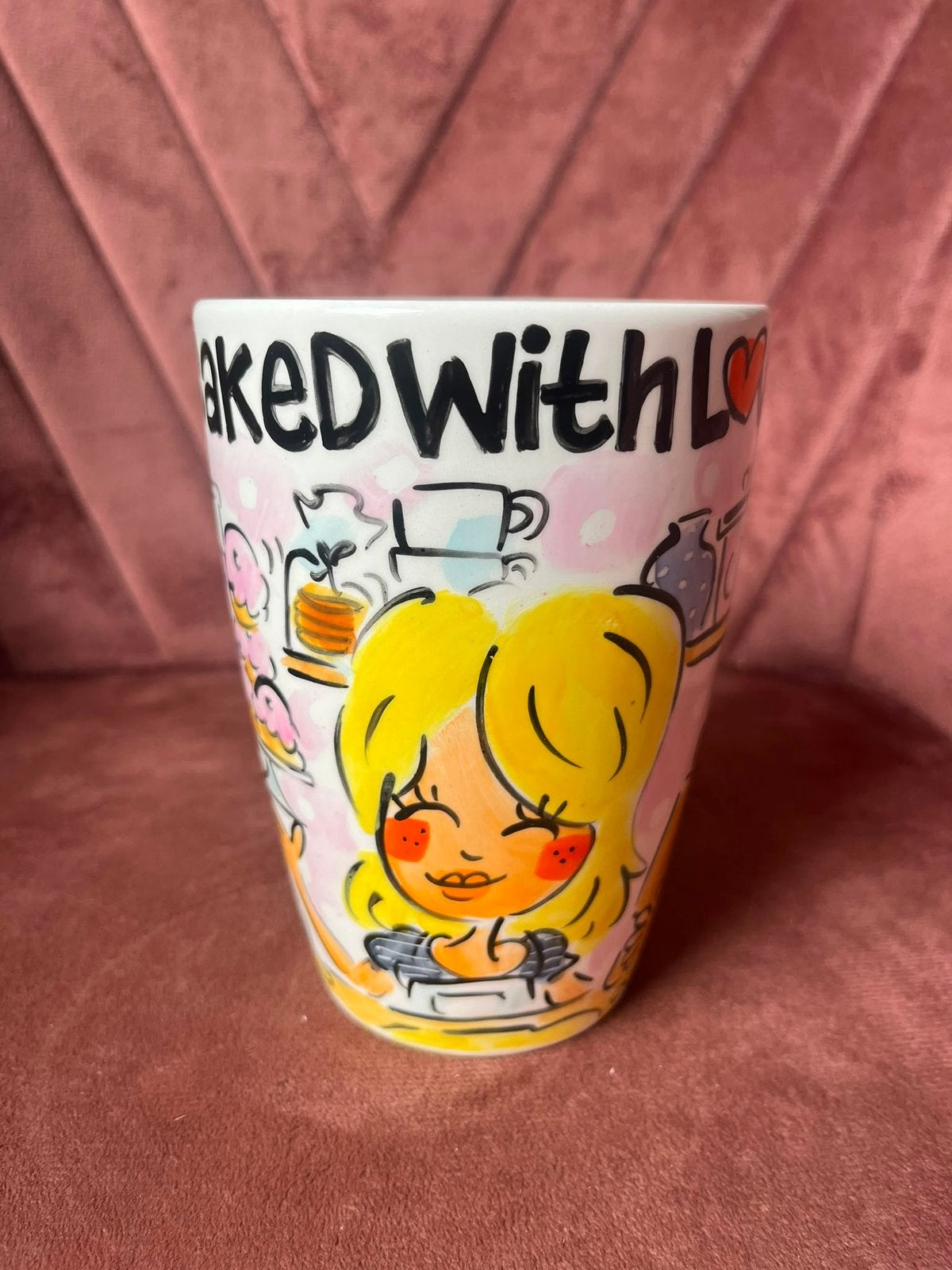 Blond Amsterdam LE Handwerk xl mok baked with love, Ophalen of Verzenden, Zo goed als nieuw, Aardewerk, Kop(pen) en/of Schotel(s)