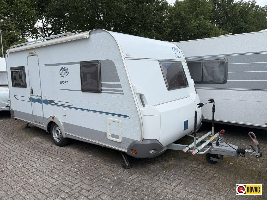 Knaus Sport Premium Line 450 FU Luifel/Fietsdrager, Caravans en Kamperen, Caravans, Rondzit, Bedrijf, Overige typen, 4 tot 5 meter