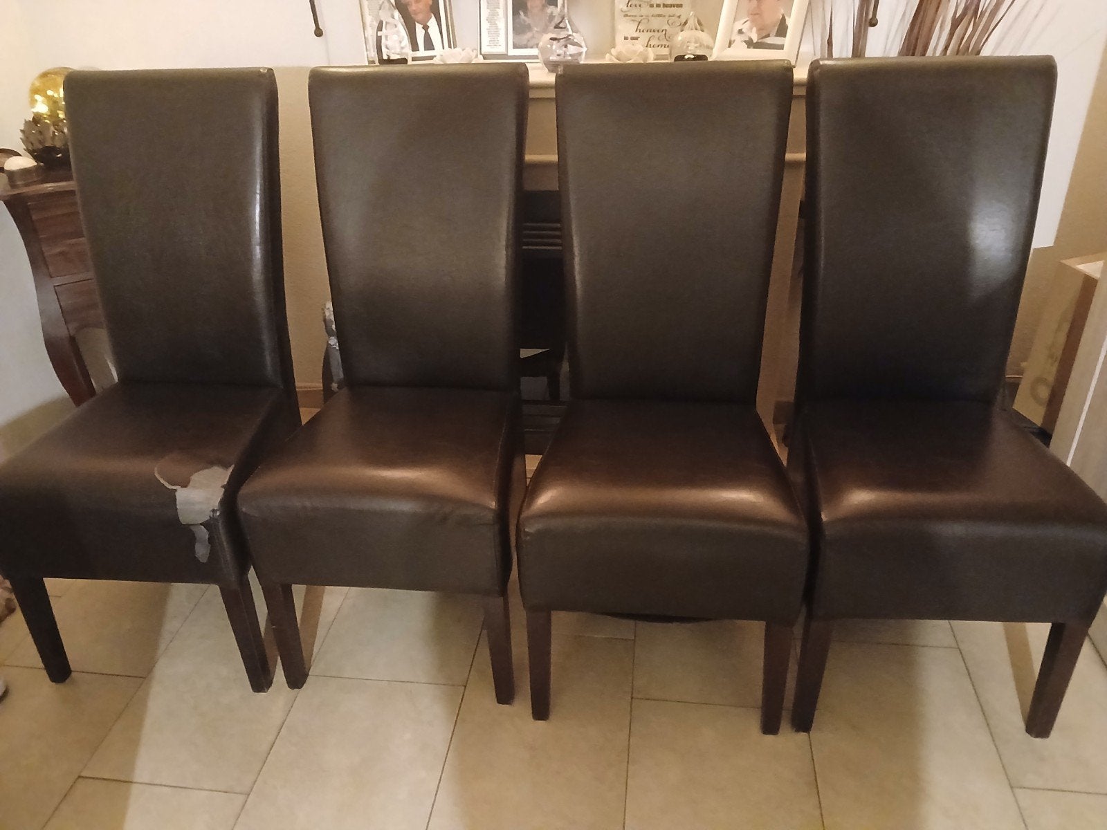 eetkamerstoelen, Huis en Inrichting, Ophalen, Gebruikt, Bruin, Vier