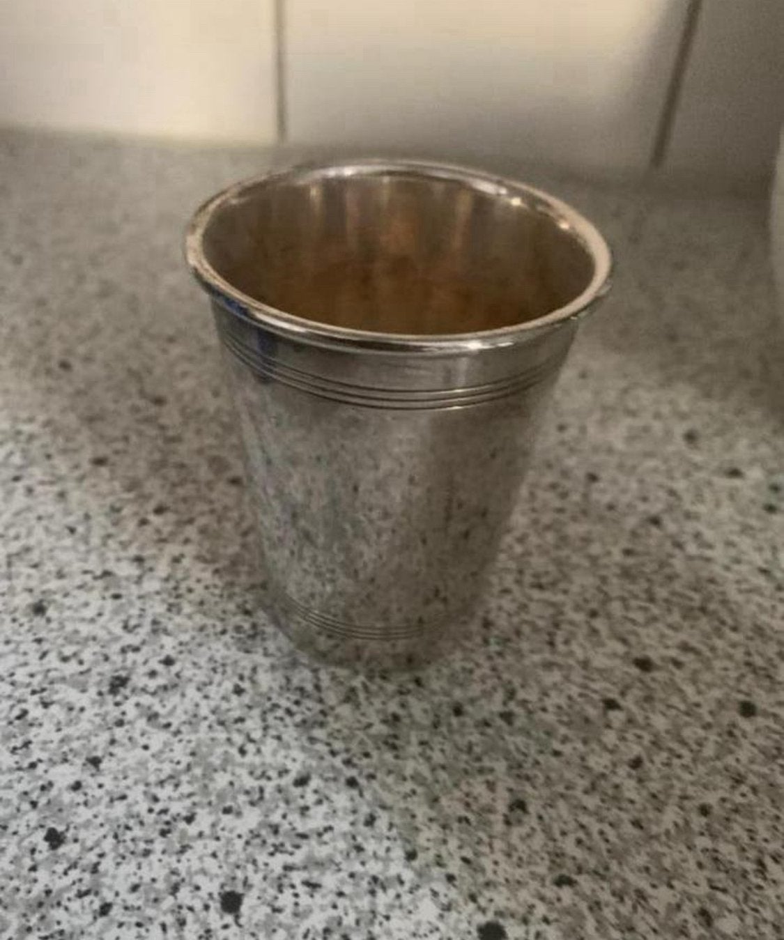 Verzilverd bekertje 50 jaar vintage, Antiek en Kunst, Ophalen of Verzenden, Zilver