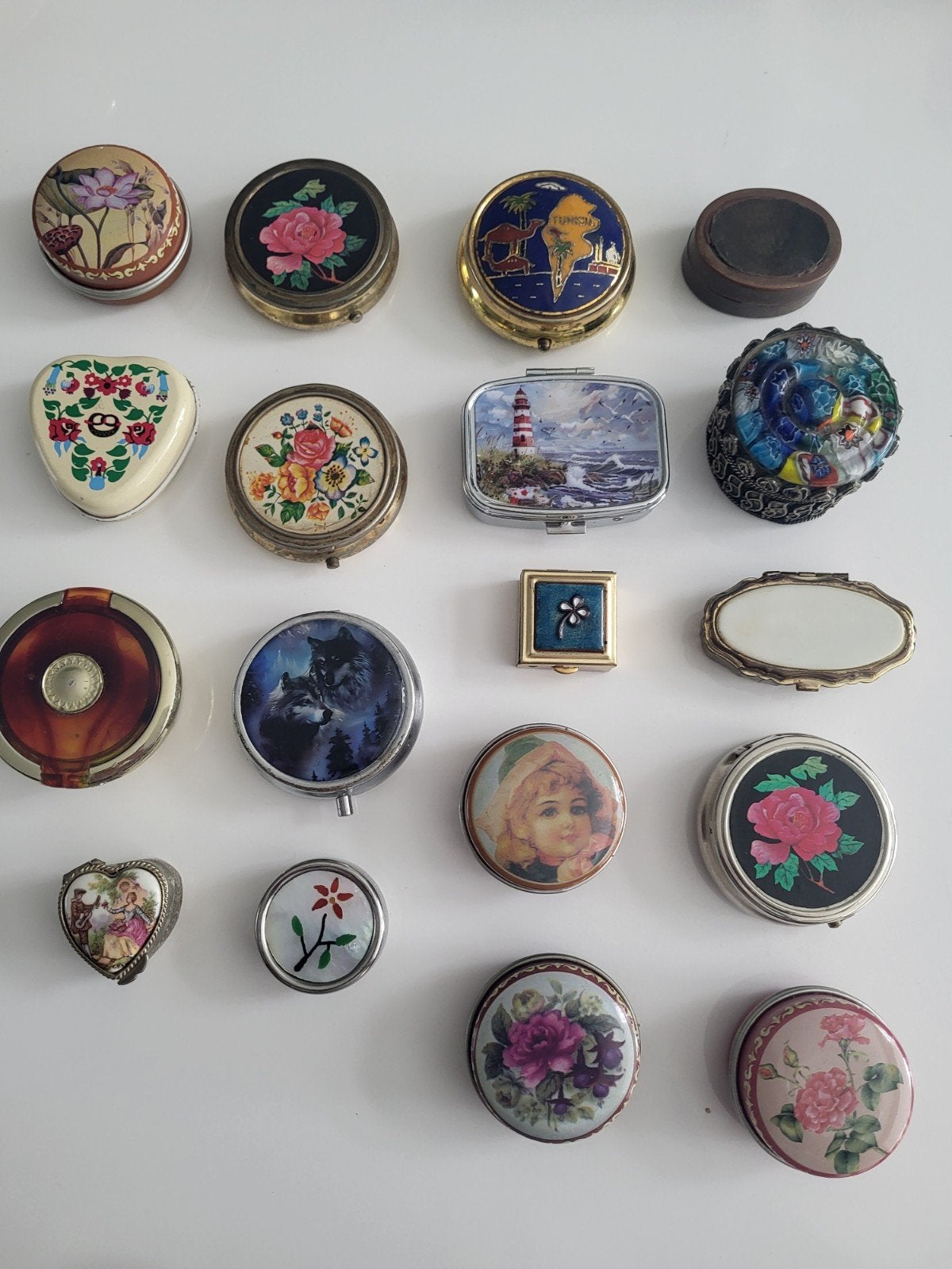 Te koop verzameling vintage pillendoosjes, Ophalen of Verzenden, Gebruikt