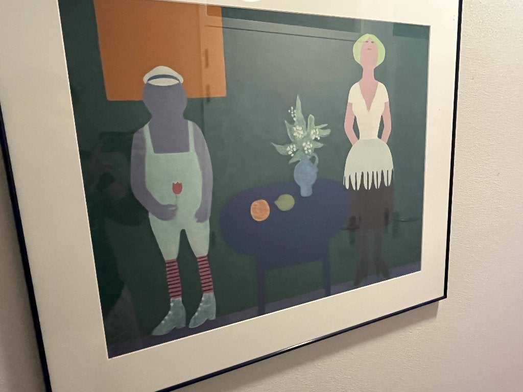 Modern kunstwerk: Abstracte figuren met stilleven, Antiek en Kunst, Ophalen, Abstract, Papier/karton, Overige technieken