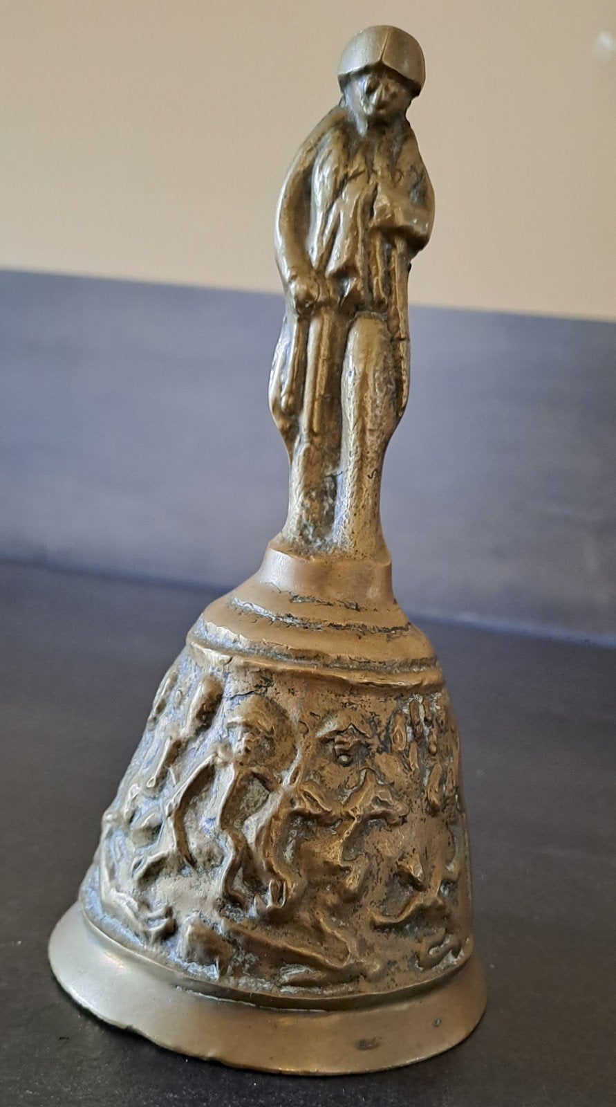 Antieke Bronzen Bel met Napoleon en Reliëf, Ophalen of Verzenden, Brons
