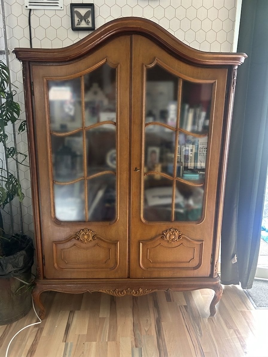 Buffet- vitrinekast queen ann style ZSM OPHALEN, Ophalen, Gebruikt, 25 tot 50 cm, 150 tot 200 cm