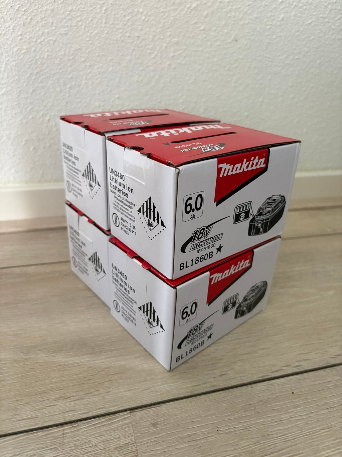 4x Makita BL1860B 18V 6.0Ah Li-ion accu – Nieuw in doos, -, Verzenden, Nieuw, Makita