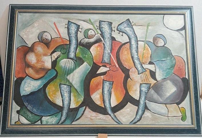 Groot modern abstract schilderij op doek 60x90 cm, Antiek en Kunst, Kunst | Schilderijen | Abstract, Ophalen of Verzenden