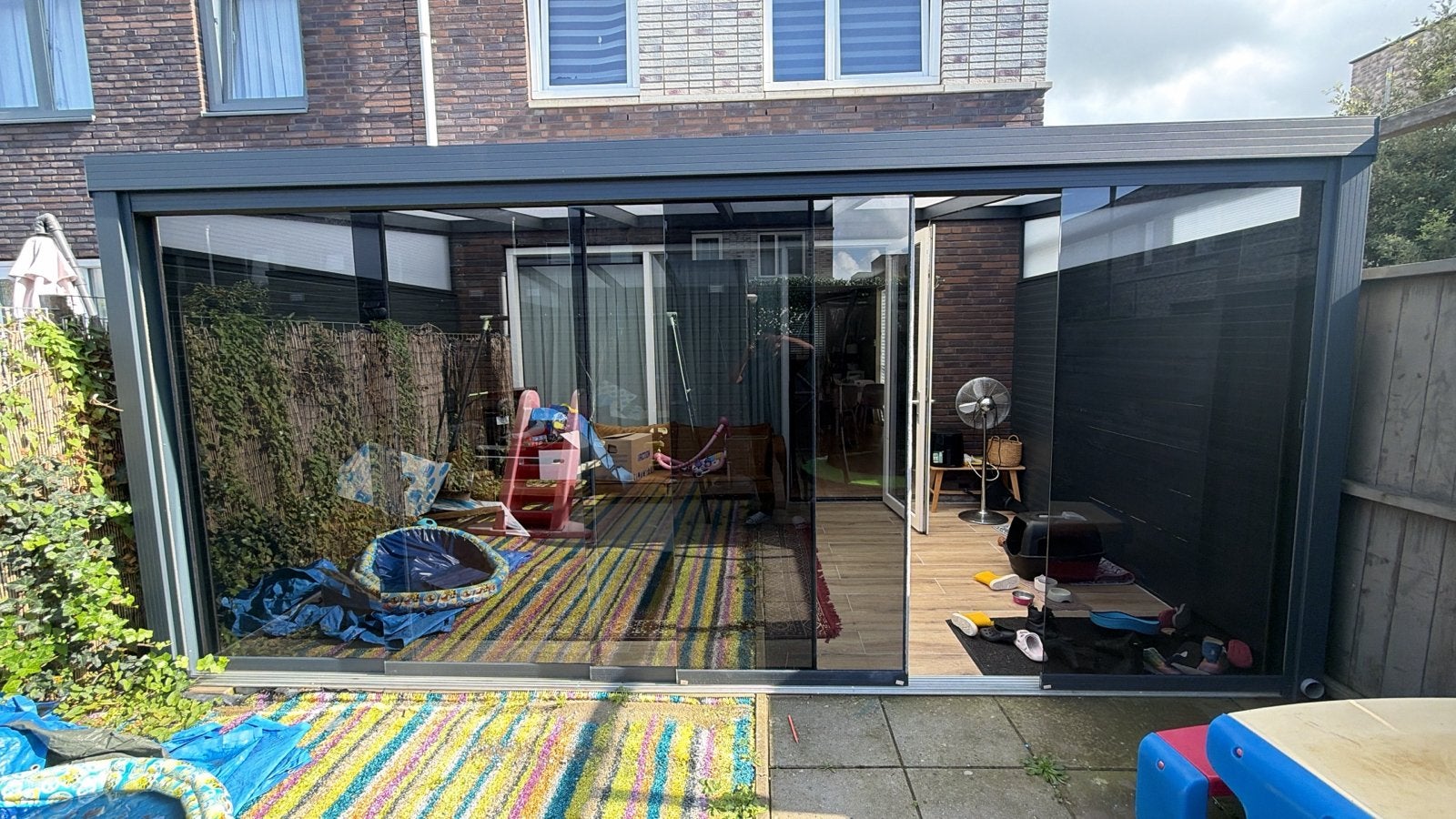 Veranda met smoked glazen deuren zgan!! MOET WEG, Tuin en Terras, Ophalen of Verzenden, Gebruikt, Veranda
