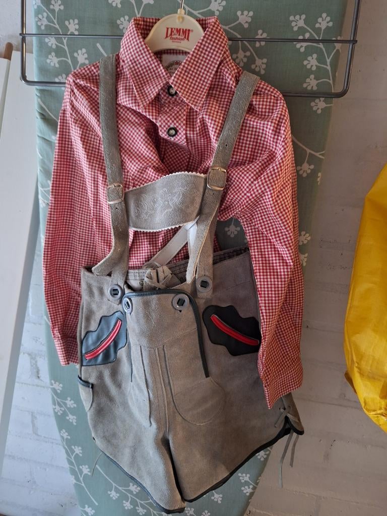 Lederhose met geruit overhemd maat 110, Gebruikt, Ophalen of Verzenden, Setje, Lemmi