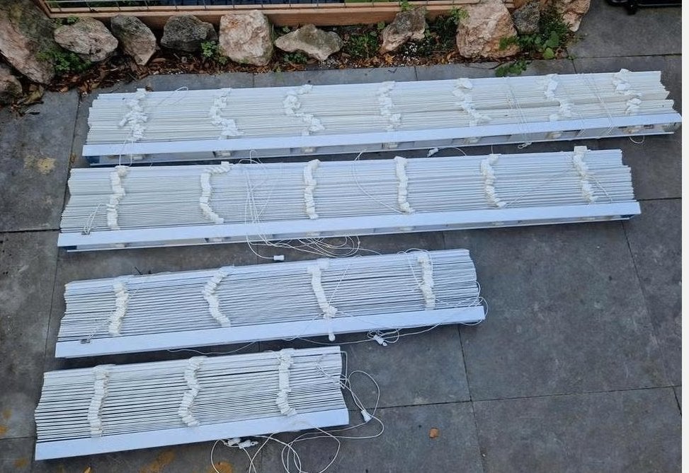 Jaloezieën pvc crème wit 1,80, 1,20, 0,8 m, Ophalen, Gebruikt, Crème, Inclusief montageonderdelen