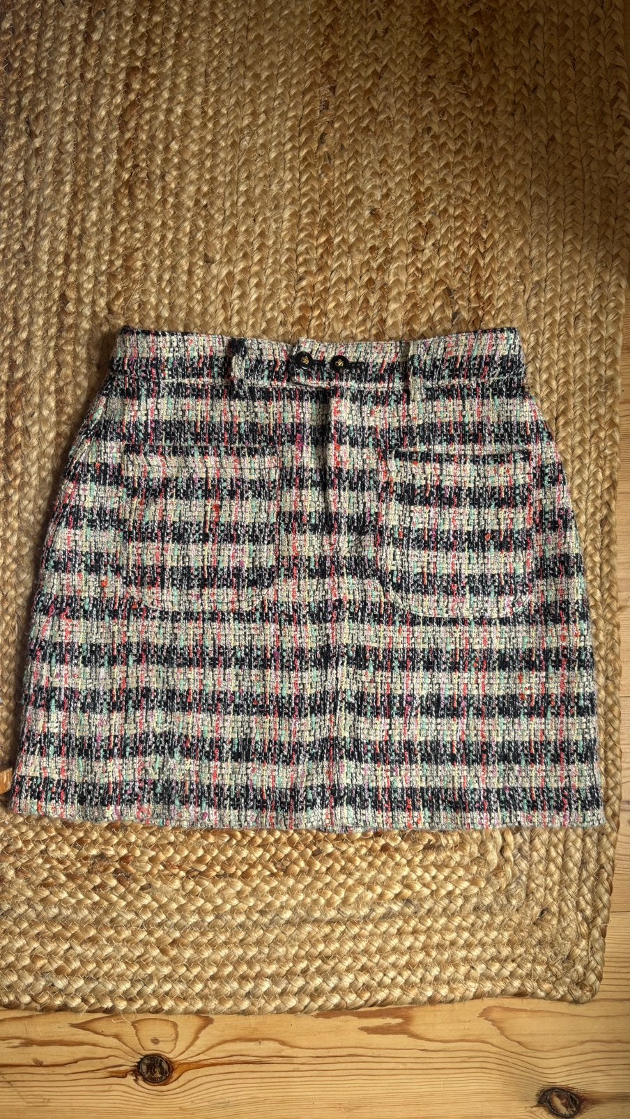 Maison Scotch rokje winter tweed boucle mini kort S, Maat 36 (S), Gedragen, Boven de knie, Meerkleurig