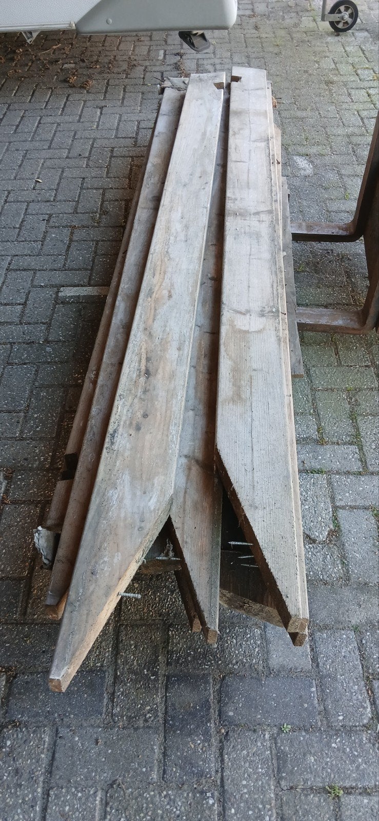 Vuren balken, Doe-het-zelf en Verbouw, Hout en Planken, Ophalen, Gebruikt, 250 tot 300 cm, 50 mm of meer