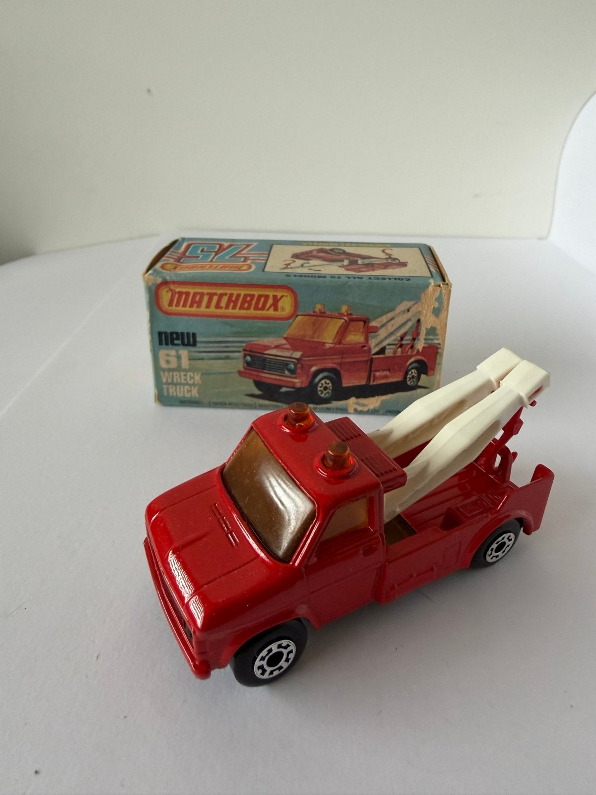 Matchbox Superfast 61 Wreck Truck rood  (1976) met doosje, Ophalen of Verzenden, Gebruikt, Bus of Vrachtwagen, Matchbox
